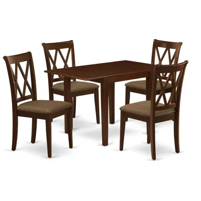 East West Furniture Dining Room Set Mahogany, Ndcl5-mah-c In Brown