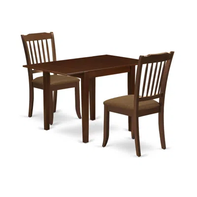 East West Furniture Dining Room Set Mahogany, Ndda3-mah-c In Brown