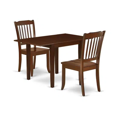 East West Furniture Dining Room Set Mahogany, Ndda3-mah-w In Blue