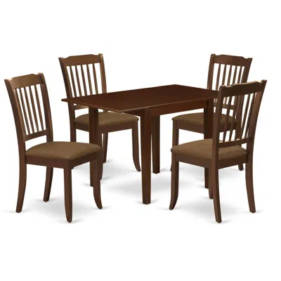 East West Furniture Dining Room Set Mahogany, Ndda5-mah-c