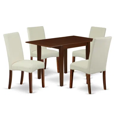 East West Furniture Dining Room Set Mahogany, Nddr5-mah-01 In Brown