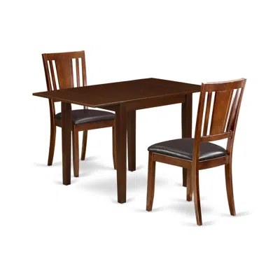 East West Furniture Dining Room Set Mahogany, Nddu3-mah-lc