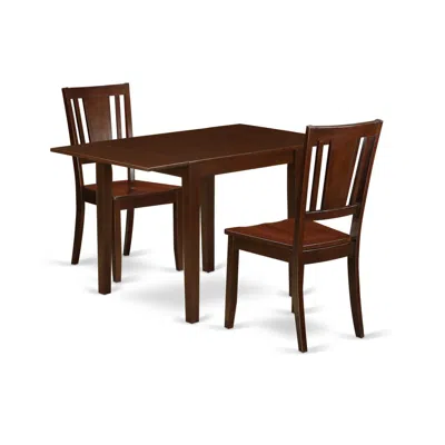 East West Furniture Dining Room Set Mahogany, Nddu3-mah-w