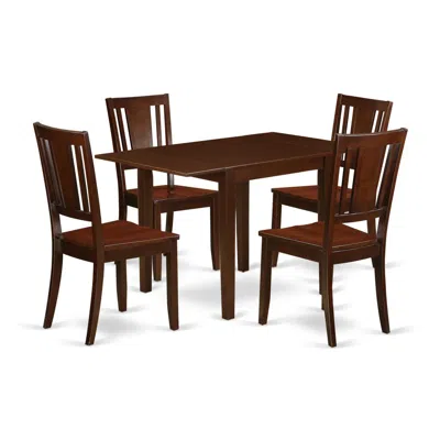 East West Furniture Dining Room Set Mahogany, Nddu5-mah-w