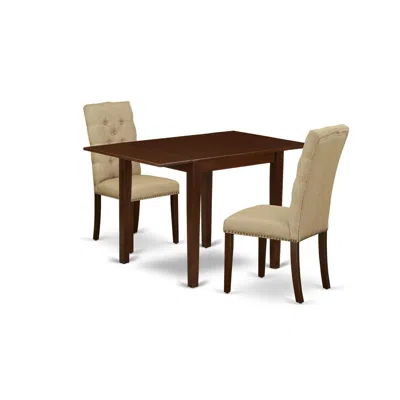 East West Furniture Dining Room Set Mahogany, Ndel3-mah-16