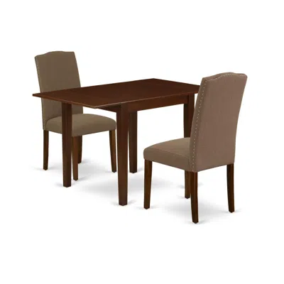 East West Furniture Dining Room Set Mahogany, Nden3-mah-18 In Brown