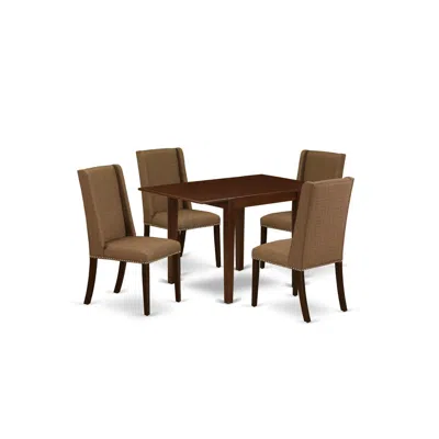 East West Furniture Dining Room Set Mahogany, Ndfl5-mah-18 In Black