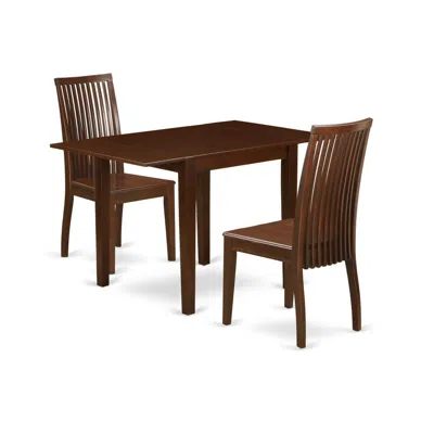 East West Furniture Dining Room Set Mahogany, Ndip3-mah-w