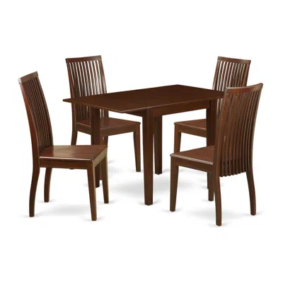 East West Furniture Dining Room Set Mahogany, Ndip5-mah-w In Brown