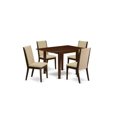 East West Furniture Dining Room Set Mahogany, Ndla5-mah-04