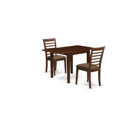 East West Furniture Dining Room Set Mahogany, Ndml3-mah-c In Brown