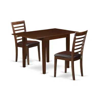 East West Furniture Dining Room Set Mahogany, Ndml3-mah-lc In Brown