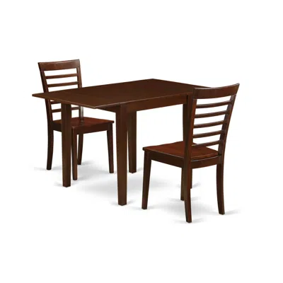 East West Furniture Dining Room Set Mahogany, Ndml3-mah-w