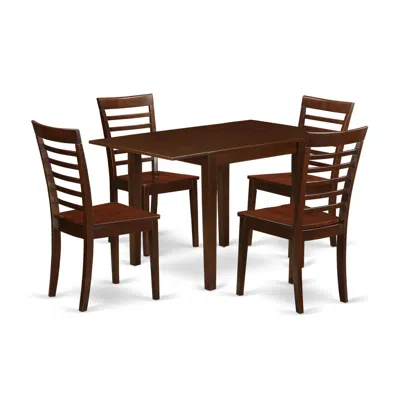 East West Furniture Dining Room Set Mahogany, Ndml5-mah-w In Black