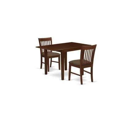 East West Furniture Dining Room Set Mahogany, Ndno3-mah-c In Brown