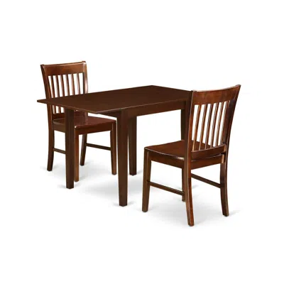 East West Furniture Dining Room Set Mahogany, Ndno3-mah-w
