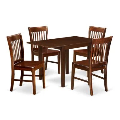 East West Furniture Dining Room Set Mahogany, Ndca5-mah-w