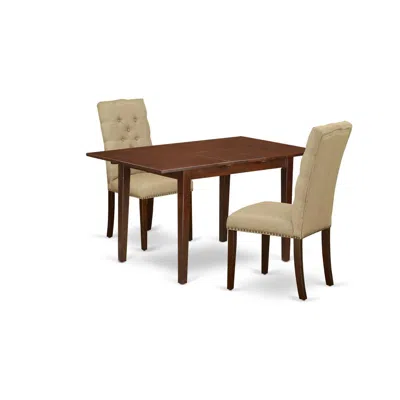 East West Furniture Dining Room Set Mahogany, Nfel3-mah-16 In Brown