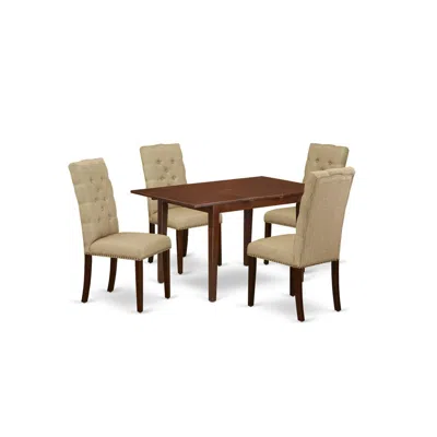 East West Furniture Dining Room Set Mahogany, Nfel5-mah-16 In Brown