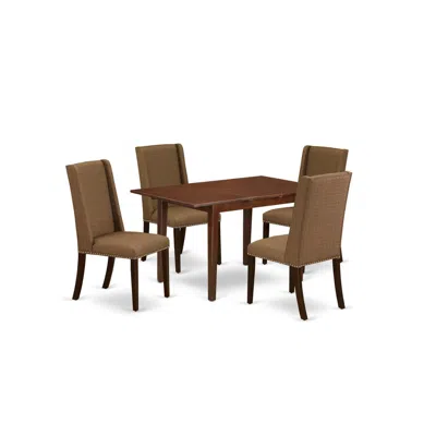 East West Furniture Dining Room Set Mahogany, Nffl5-mah-18