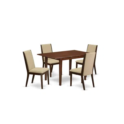 East West Furniture Dining Room Set Mahogany, Nfla5-mah-04