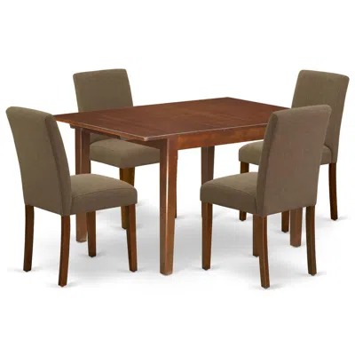 East West Furniture Dining Room Set Mahogany, Noab5-mah-18 In Brown