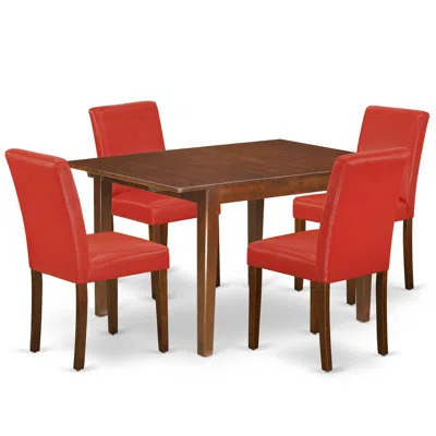 East West Furniture Dining Room Set Mahogany, Noab5-mah-72 In Gold