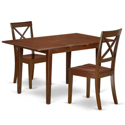 East West Furniture Dining Room Set Mahogany, Nobo3-mah-w