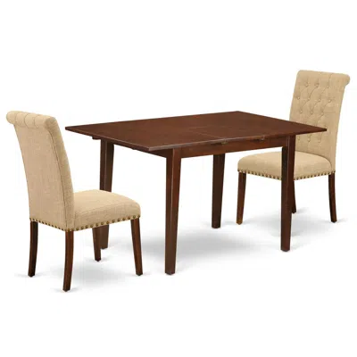 East West Furniture Dining Room Set Mahogany, Nobr3-mah-04 In Brown