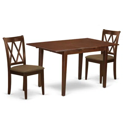 East West Furniture Dining Room Set Mahogany, Nocl3-mah-c In Brown