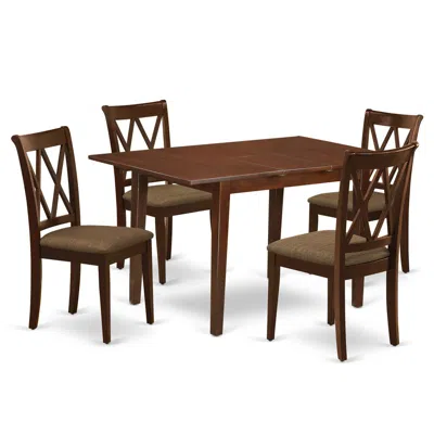 East West Furniture Dining Room Set Mahogany, Nocl5-mah-c In Blue