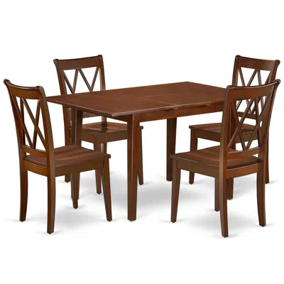 East West Furniture Dining Room Set Mahogany, Nocl5-mah-w In Brown