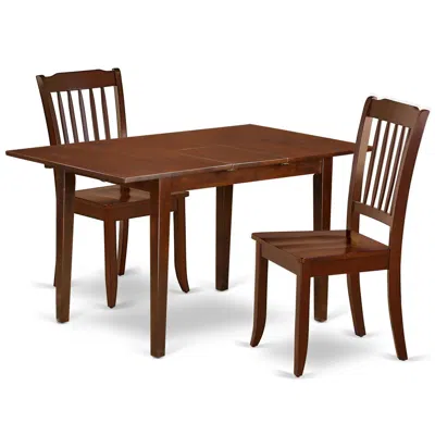 East West Furniture Dining Room Set Mahogany, Noda3-mah-w In Burgundy