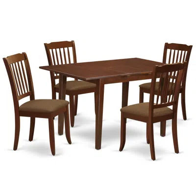East West Furniture Dining Room Set Mahogany, Noda5-mah-c
