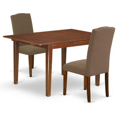 East West Furniture Dining Room Set Mahogany, Noen3-mah-18