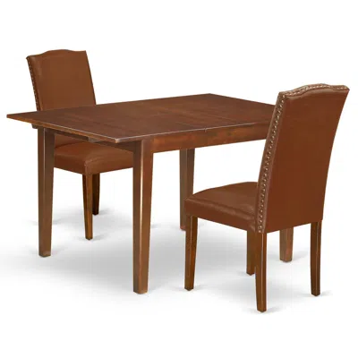 East West Furniture Dining Room Set Mahogany, Noen3-mah-66 In Neutral