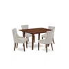 East West Furniture Dining Room Set Mahogany, Nofr5-mah-05 In Brown