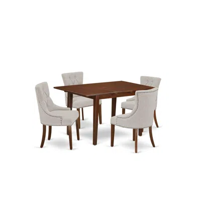 East West Furniture Dining Room Set Mahogany, Nofr5-mah-05 In Brown