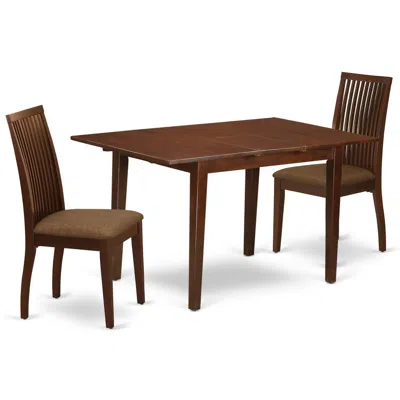 East West Furniture Dining Room Set Mahogany, Noip3-mah-c In Brown