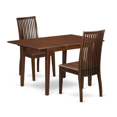 East West Furniture Dining Room Set Mahogany, Noip3-mah-w In Brown
