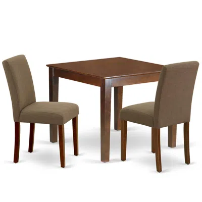 East West Furniture Dining Room Set Mahogany, Oxab3-mah-18 In Brown