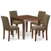 East West Furniture Dining Room Set Mahogany, Oxab5-mah-18