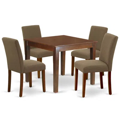 East West Furniture Dining Room Set Mahogany, Oxab5-mah-18 In Blue