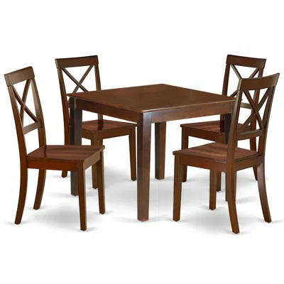 East West Furniture Dining Room Set Mahogany, Oxbo5-mah-w In Black