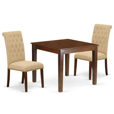 East West Furniture Dining Room Set Mahogany, Oxbr3-mah-04 In Brown