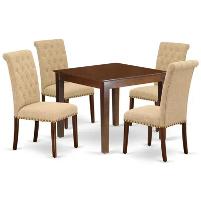 East West Furniture Dining Room Set Mahogany, Oxbr5-mah-04