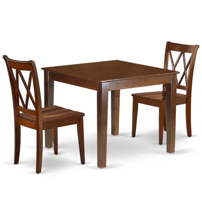 East West Furniture Dining Room Set Mahogany, Oxcl3-mah-w In Brown