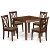 East West Furniture Dining Room Set Mahogany, Oxcl5-mah-c