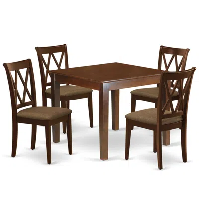 East West Furniture Dining Room Set Mahogany, Oxcl5-mah-c In Blue
