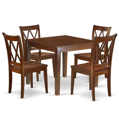 East West Furniture Dining Room Set Mahogany, Oxcl5-mah-w In Brown
